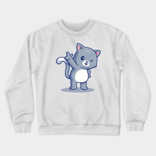 Cute Cat Pointing Crewneck Sweatshirt